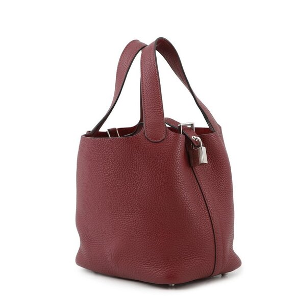 HERMES Picotin Lock Size PM Taurillon Clemence Rouge Grenat - Picture 1 of 13